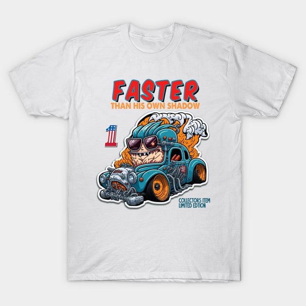 big head hot rod cartoon T-Shirt by Kingrocker Clothing